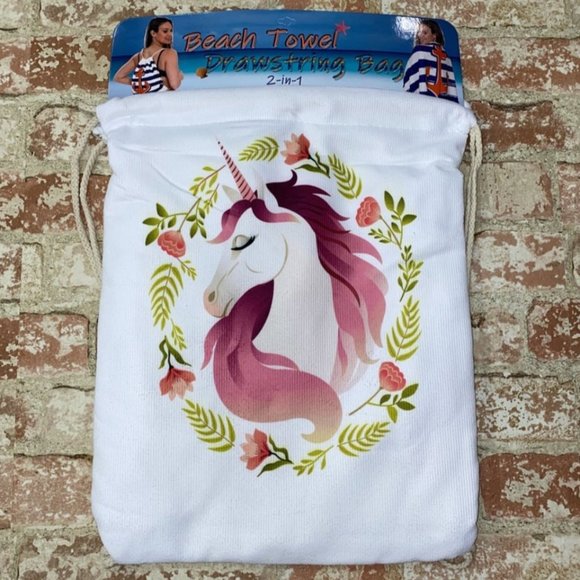 Unicorn towel drawstring bag - Picture 1 of 5
